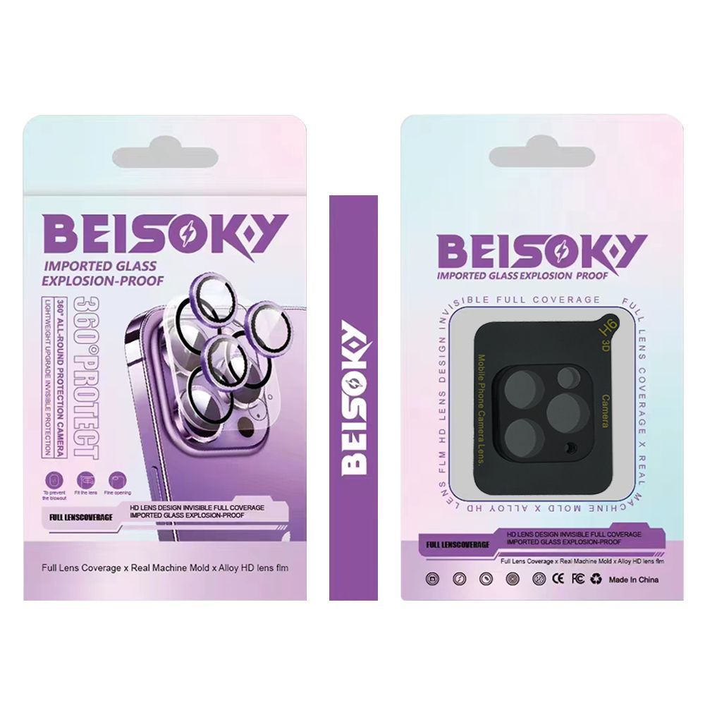 Beisoky Tempered Glass Camera/Kamera 3D Full Black iPhone 11 - 15 Pro Max