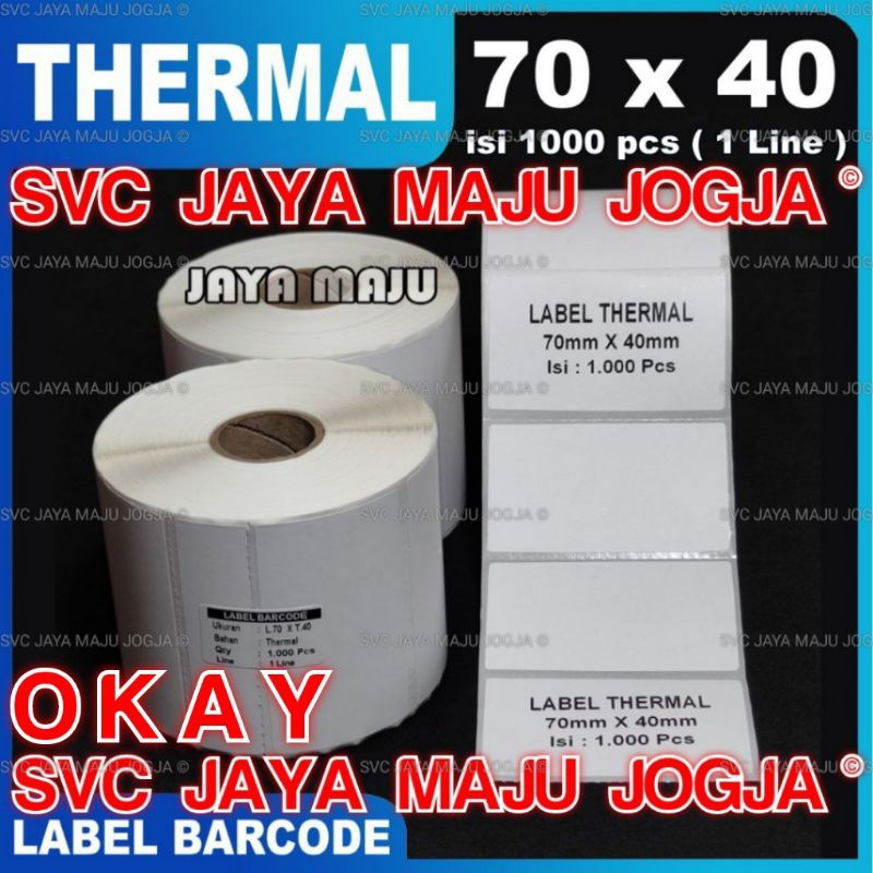 

[ OKAY ] 70 X 40 - 1 LINE THERMAL - FACE OUT - ISI 1.000 PCS || CORE 1" || LABEL BARCODE DIRECT THERMAL - KERTAS STICKER APOTEK E-TICKET FARMASI LABORATORIUM RESEP OBAT || 70X40 - OKAY - D100L D100 L D 100L D 100 L - ISI 1000