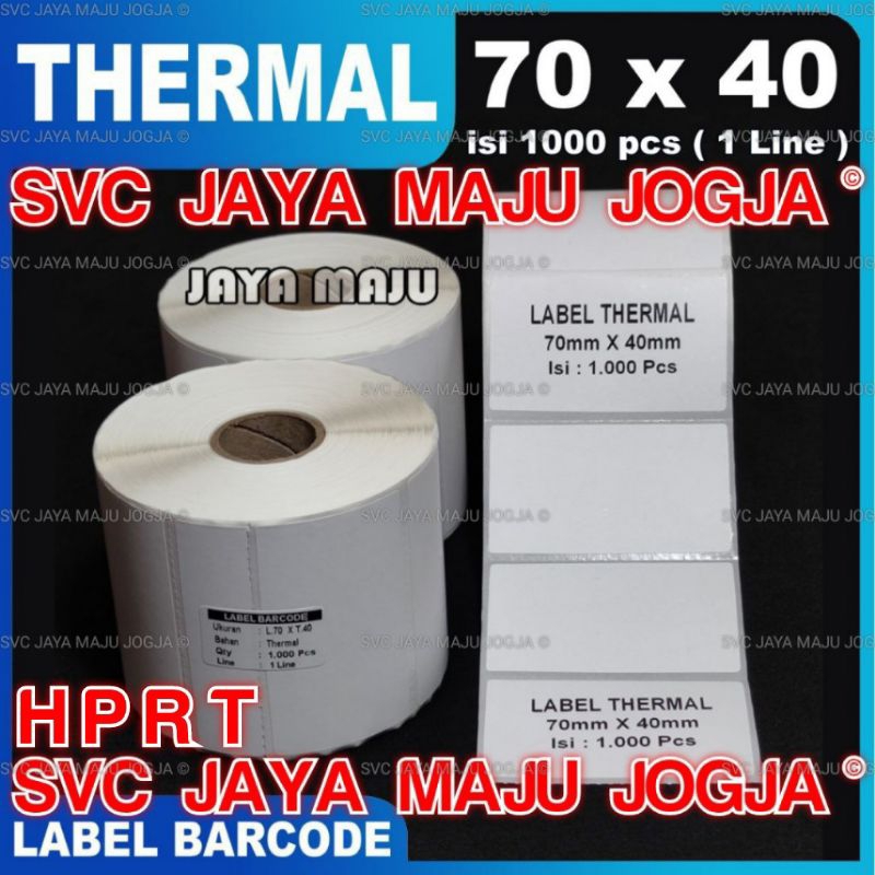 

[ HPRT ] 70 X 40 THERMAL - 1 LINE - FACE OUT - ISI 1.000 PCS || CORE 1" || LABEL BARCODE DIRECT THERMAL ISI 1000 - KERTAS STICKER APOTEK APOTIK FARMASI LABORATORIUM RESEP OBAT E-TICKET E-TIKET || 70X40 - XT300. XT 300 - ANTI ALKOHOL