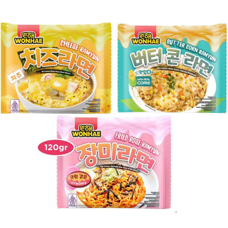 

Wonhae baru butter corn Cheese Rose Ramyun mie instant korea