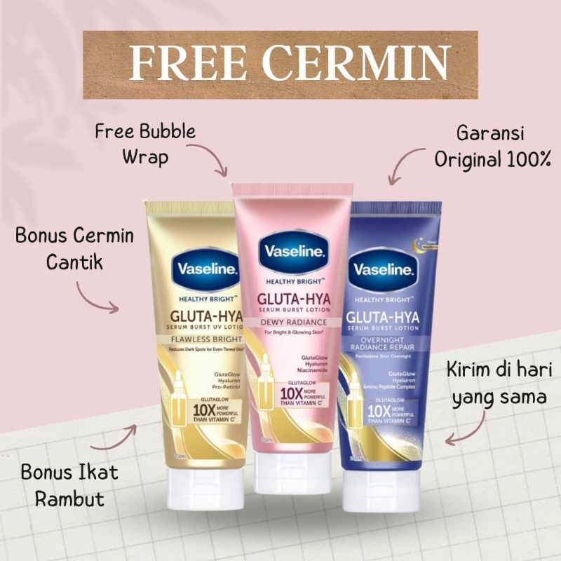 [Bisa COD] Vaseline Gluta Hya Flawless Bright Gold |Vaseline Gluta Hya Dewy Radiance Pink | Vaseline