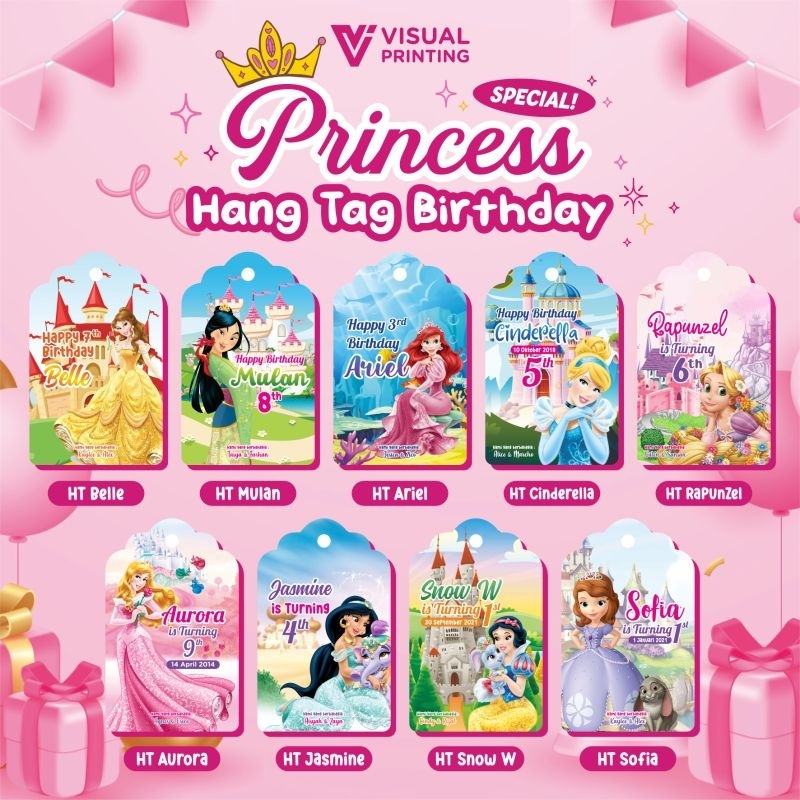 Hang Tag Ulang Tahun Princess Custom