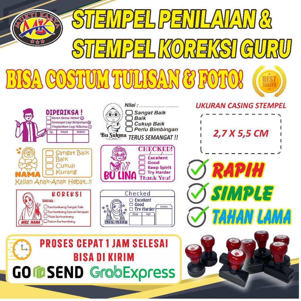 

stempel/stempel guru/stempel nilai guru/stempel custom/penilaian/koreksi/checked