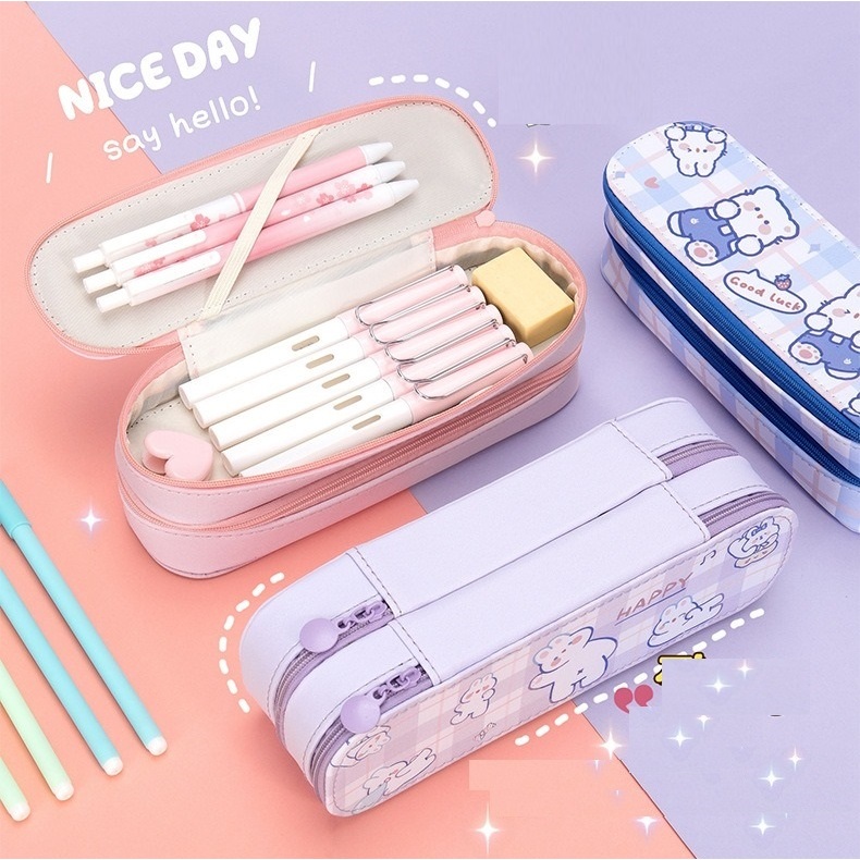 

Pouch Pena Kotak Pencil Case Tempat Simpan Alat Tulis Organizer Warna Pastel OSM-ST0213