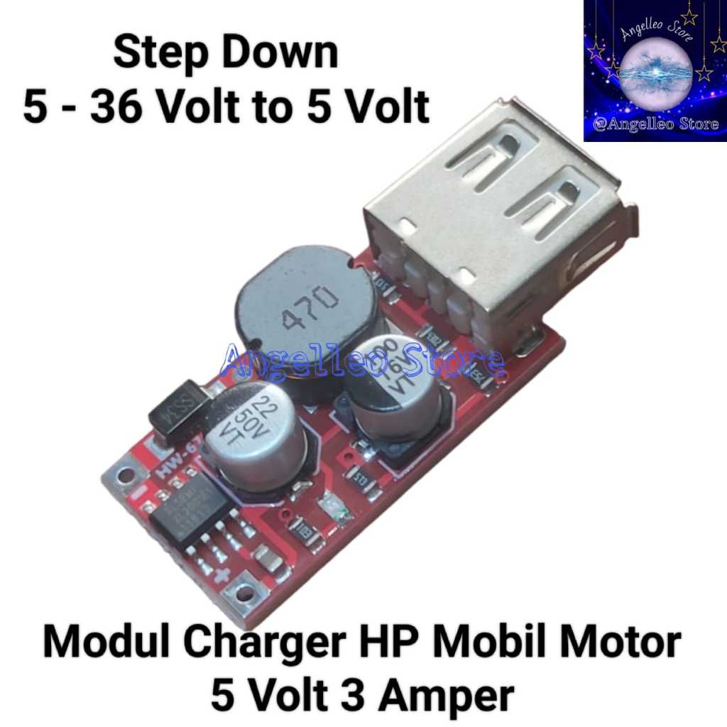 Modul Charger HP~Modul Charger HP Motor/Mobil~3A 5V~StepDown 5-36 Volt