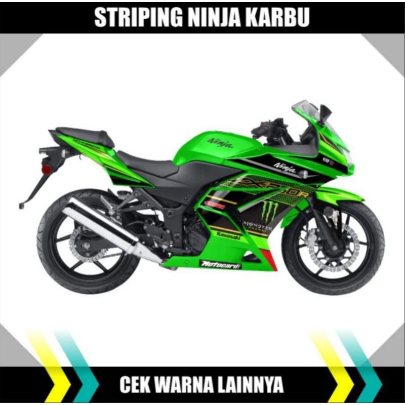 stripping lis decal sticker kawasaki ninja 250 karbu monster energy hijau