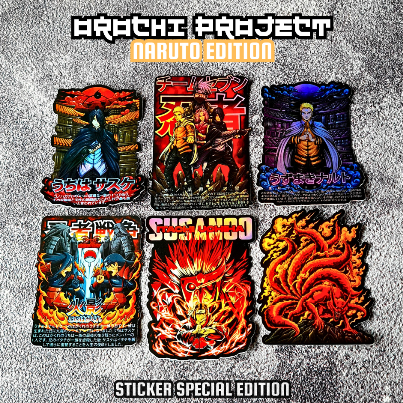 

OROCHI PROJECT Sticker Stiker Emblem Anime Naruto Spesial Edition Uchiha Madara Sasuke Hashirama Kurama Holo Hologram Laminasi Glossy Waterproof Anti Air || Sticker Laptop HP Tumbler Mobil Motor Helm