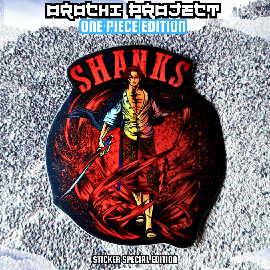 

Sticker Stiker Anime Yonkou Shanks One Piece Hologram Glossy Anti Air HP Laptop Tumbler Motor Helm