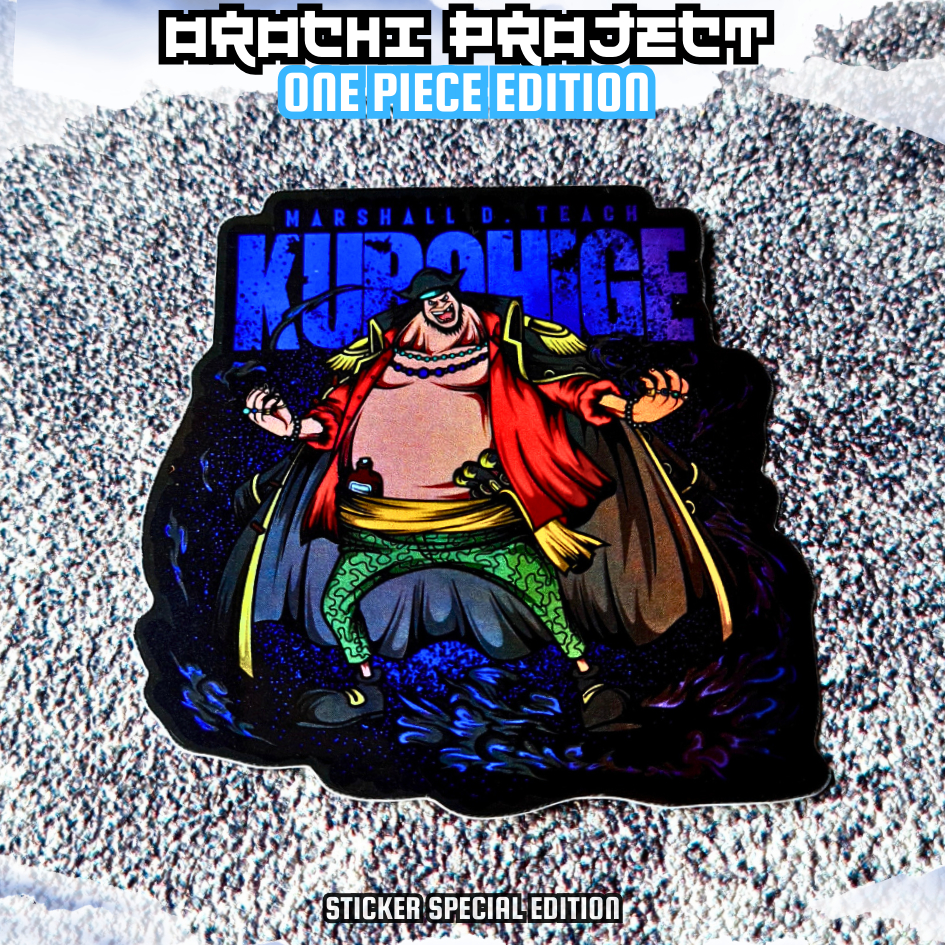 

Sticker Stiker Anime Blackbeard Kurohige Marshall D. Teach One Piece Hologram Glossy Anti Air HP Laptop Tumbler Motor Helm