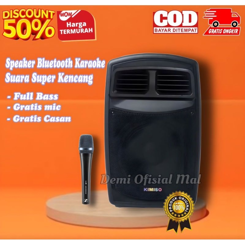 Speaker Bluetooth Karaoke Extra Bass Gratis Mic Ukuran Jumbo 3383 / Spiker Aktif Karoke Besar / Kimi