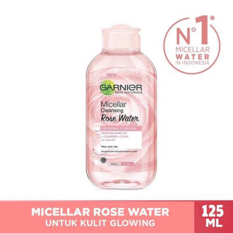 Garnier Micellar Rose Water Clean & Glow Skin Care - 125 ml (Untuk Kulit Glowing) / Micelar Water Ga