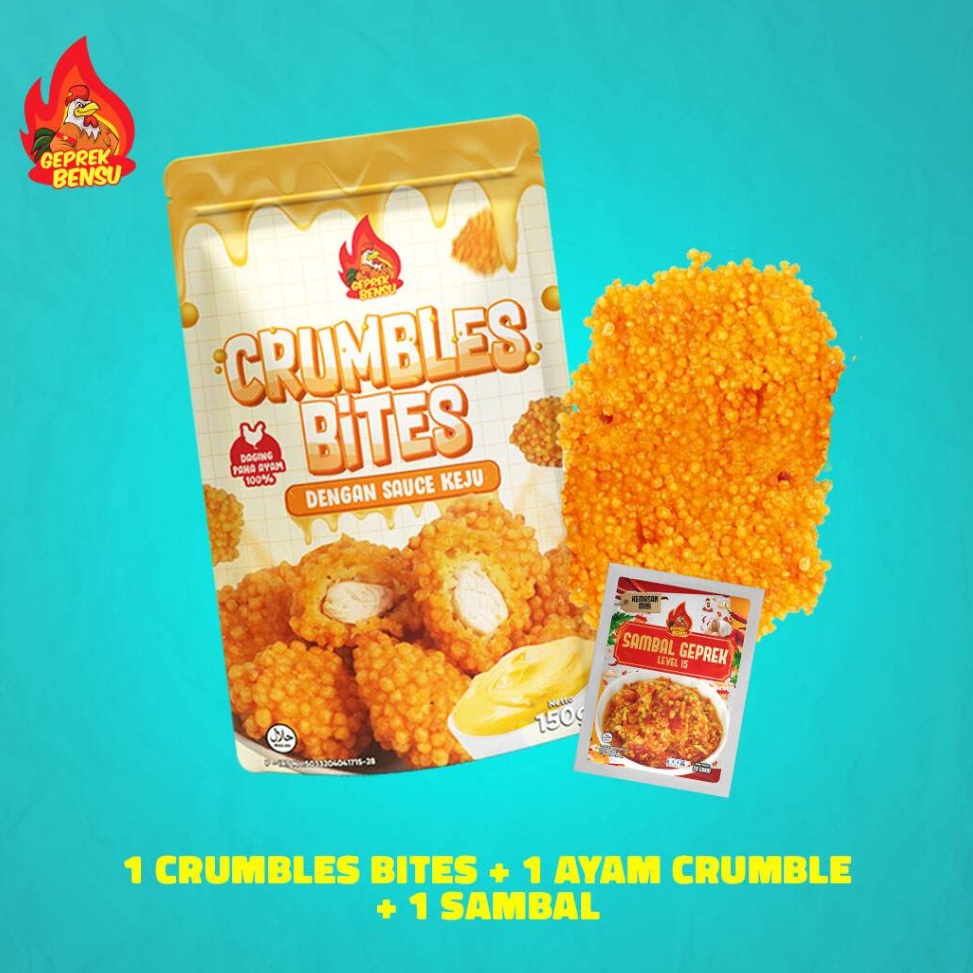 

1 Crumble Bites +1 Ayam Crumble + 1 Sambal Sachet Geprek Bensu 20gr