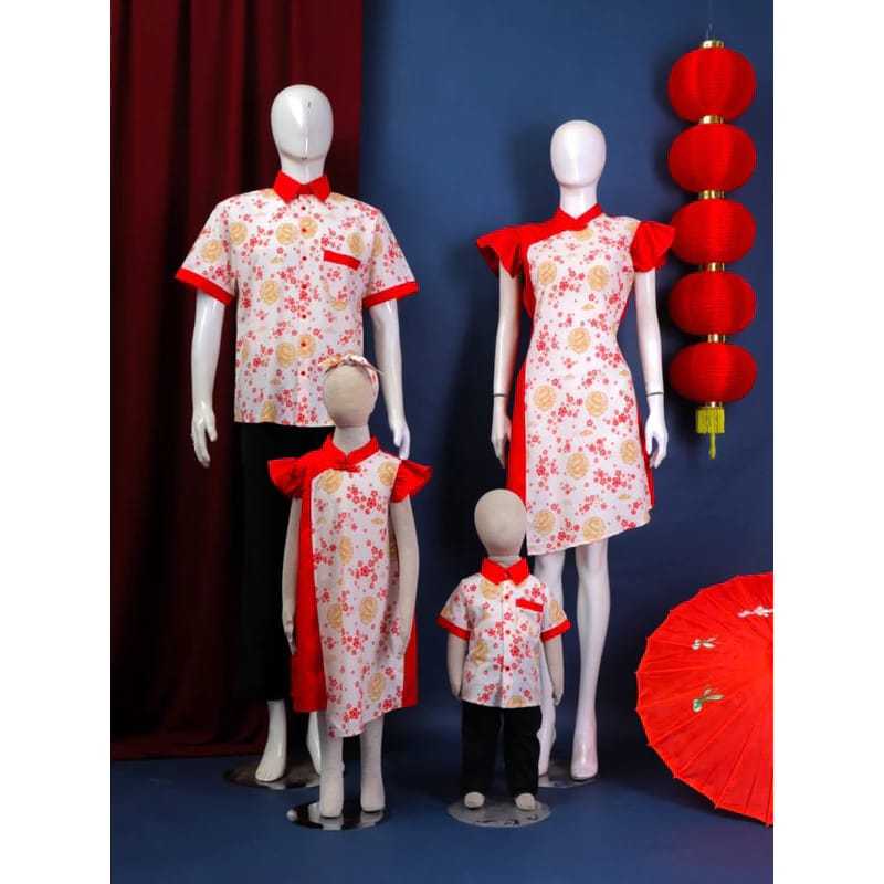 IMLEK SET FAMILY COUPLE WHITE DRAGON DRESS KEMEJA IMLEK BAYI SAMPAI DEWASA