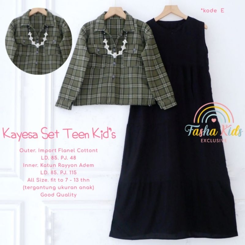 (free outer) gamis set anak remaja kayesa set dress usia 7-13tahun