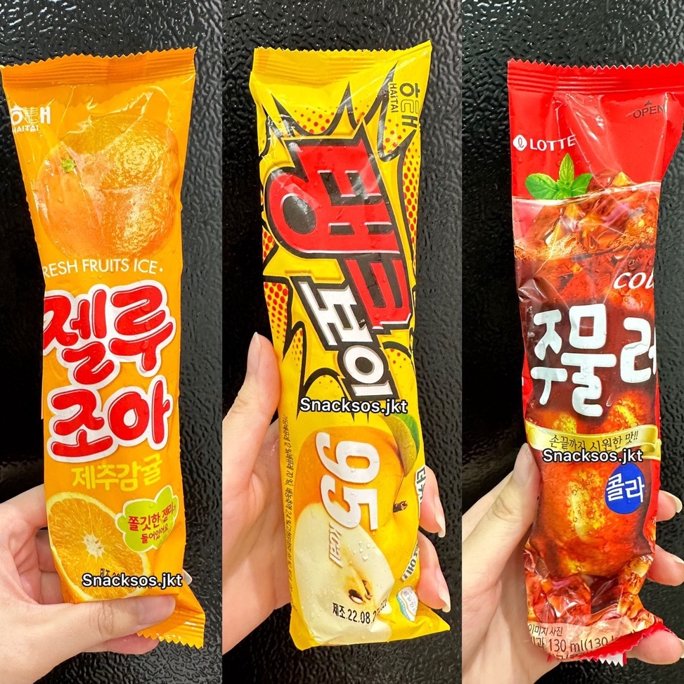 

LOTTE ICE ZUMULEE COLA / HAITAI ZELLUZOA ICE TUBE ORANGE / HAITAI TANKBOY ICE TUBE PEAR