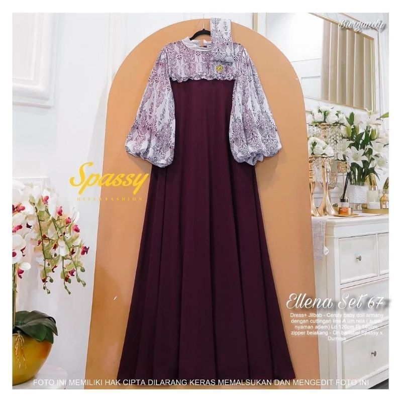 dress (ELLENA SET #67) maxy gamis perempuan brukat  dres brokat muslim baju kondangan maxi pesta modern import murah