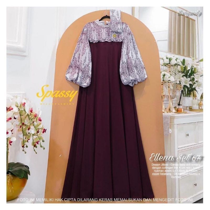 dress (ELLENA SET #67) maxy gamis perempuan brukat  dres brokat muslim baju kondangan maxi pesta mod