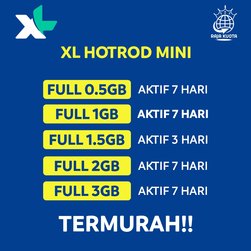 TEMBAK KUOTA ISI ULANG PAKET DATA XL HOTROD MINI HARIAN 7 HARI