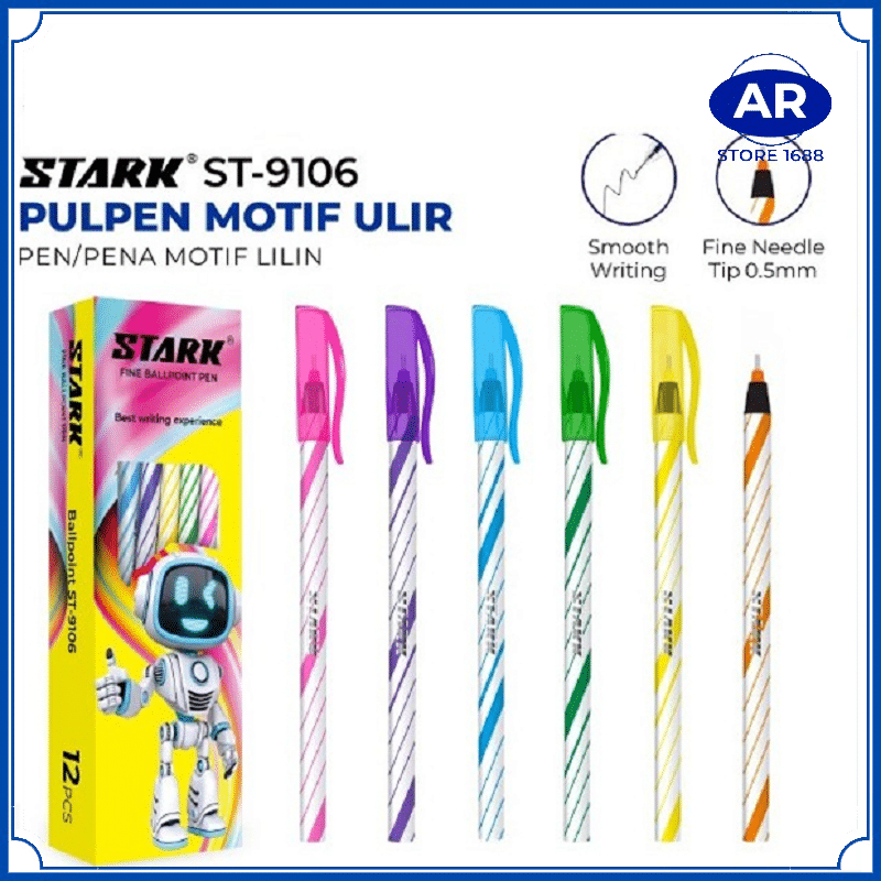 

AR- (12pc) PULPEN ULIR / PEN LILIN STARK 1 PAK / BOLPOIN HITAM MURAH