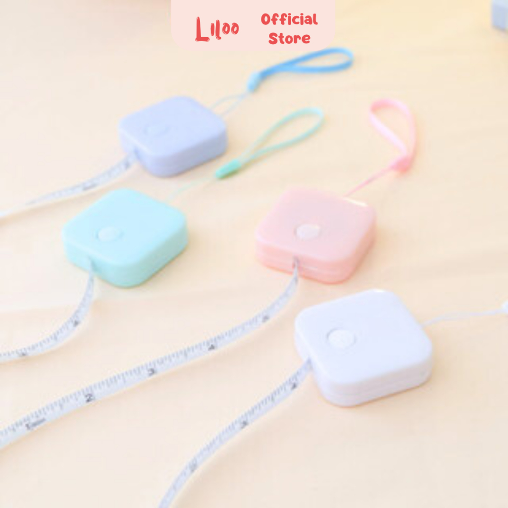 

Meteran Flashee Mini Aesthetic Meteran Lucu Gulung Pengukur Baju Serbaguna Meteran Otomatis Warna Pastel 150cm