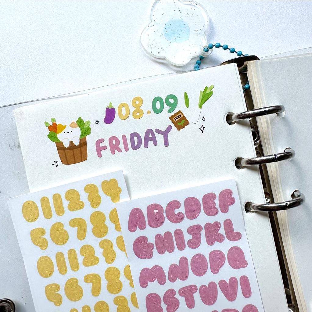 stiker huruf/ alphabet sticker/ aesthetic sticker/ stiker jurnal