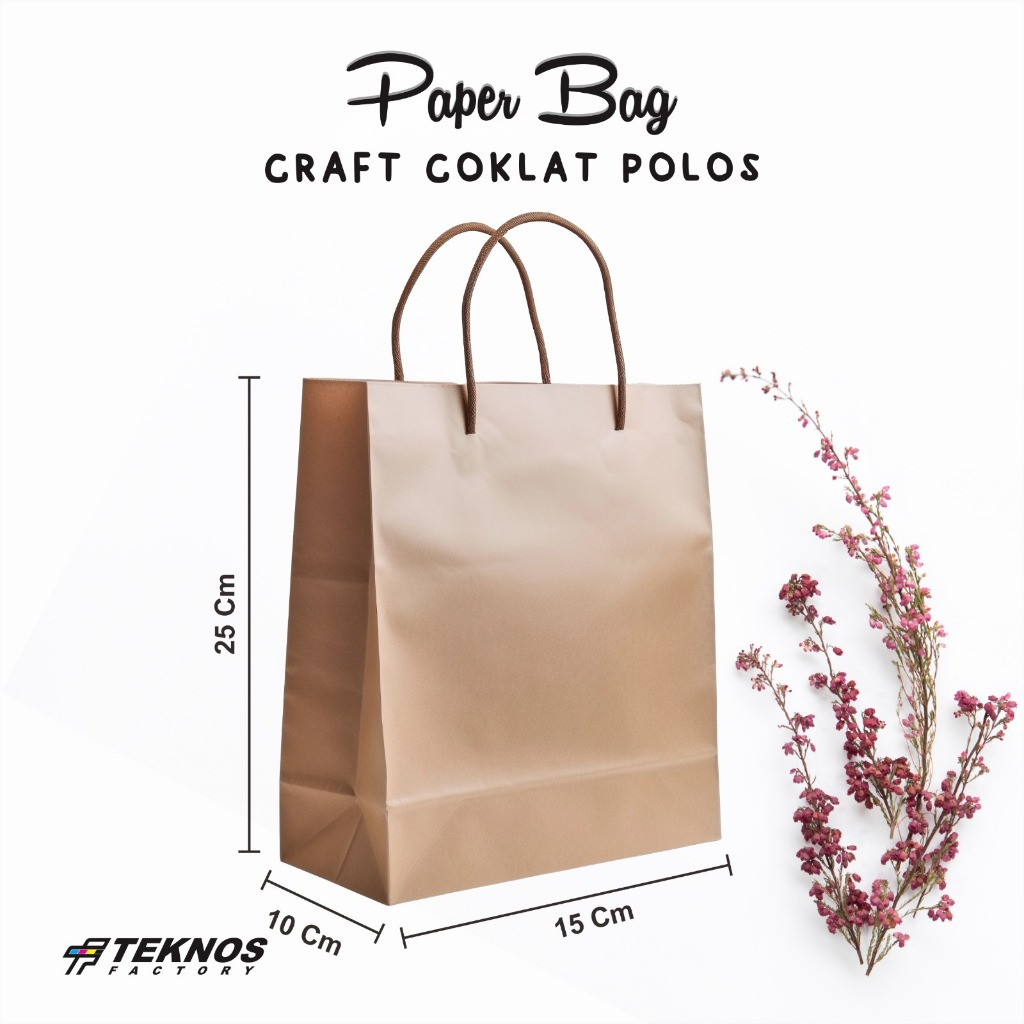 

PAPER BAG KRAFT COKLAT POLOS - PAPERBAG TAS KERTAS SOUVENIR PERNIKAHAN UKURAN 15 x 25 x 10 CM