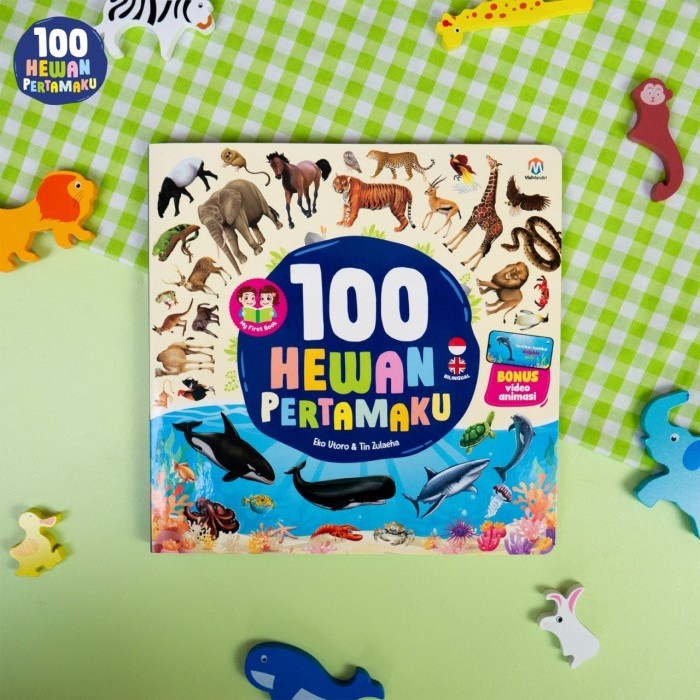 Buku Gambar Anak Edukatif Interaktif  Boardbook Besar 100 Hewan Pertamaku