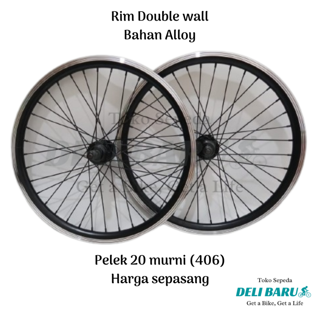Delibaru Pelek jadi ukuran 20 murni Velg Alloy double wall hub 2 drat sepeda BMX mini lipat minion