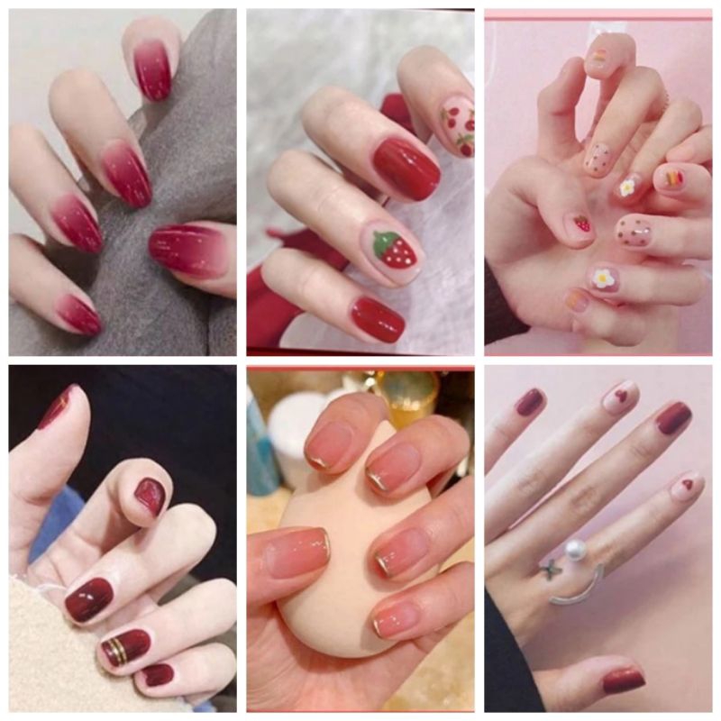 (24PCS/Set)Free Lem-Kuku Palsu Lem Palsu/Fake Nail Art Korea/Kuku Palsu Motif Karakter Kartun Lucu 2