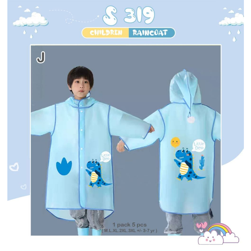 Jas Hujan Anak Laki-Laki Jas Hujan Motif Dino Blue Import RCT005