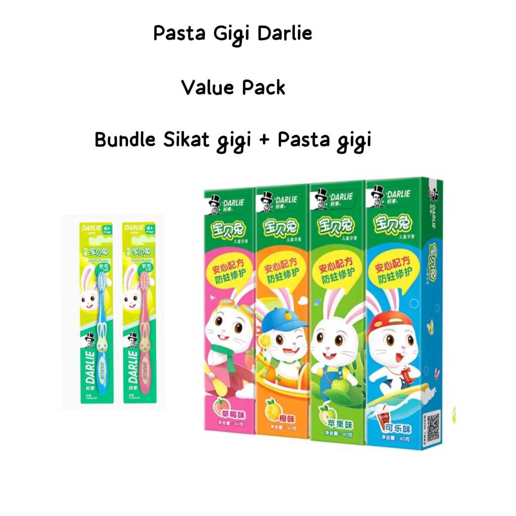 Darlie Bunny Kids Pasta Gigi & Sikat Gigi Darlie (Bundle)