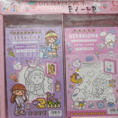 

PAINTING CARD SANRIO Buku Mewarnai Cat Air Anak Lucu Seru / buku mewarnai / Buku Lukis Portable Gambar Water Coloring Book Cat Air