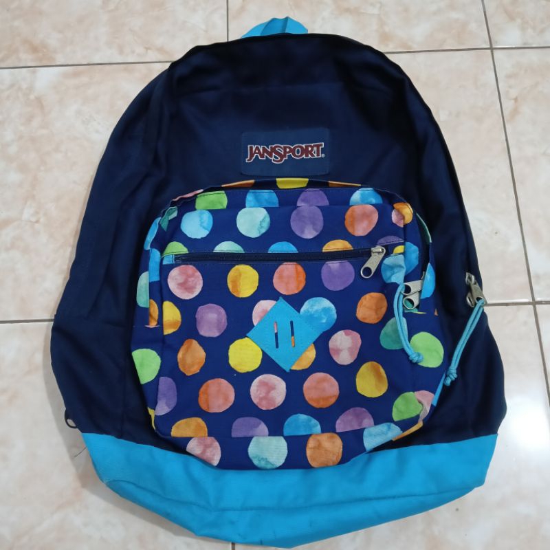 JS City Scout Biru Polkadot Preloved Second Seken Bekas Tas Backpack Ransel Laptop