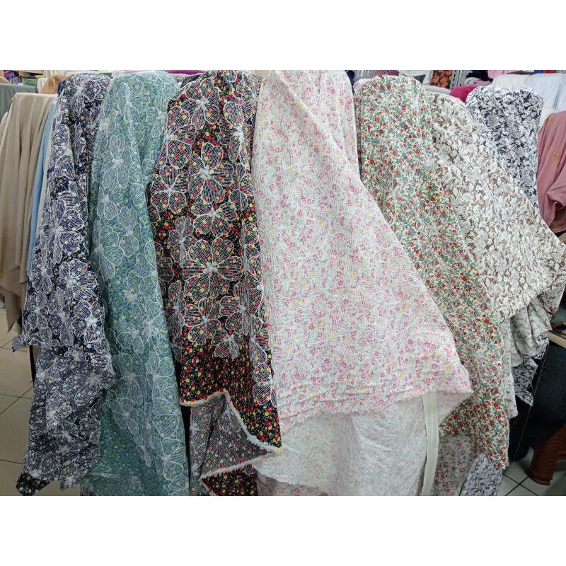 Bahan/Kain Katun jepang Bordir Garmend l jepang
