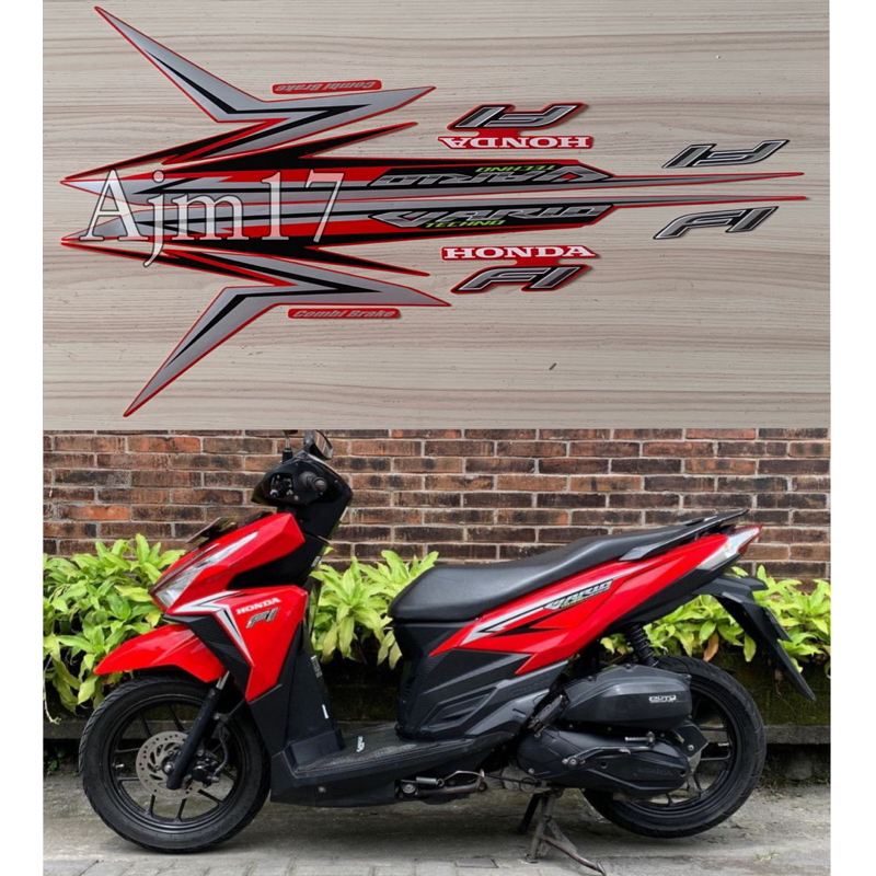 STIKER STRIPING VARIO TECHNO 125 TAHUN 2016 MERAH