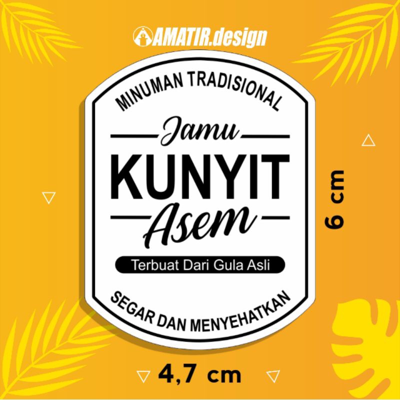 STIKER JAMU KUNYIT ASEM, BERAS KENCUR, SINOM (Bahan Bontax + Cutting isi 30 pcs)