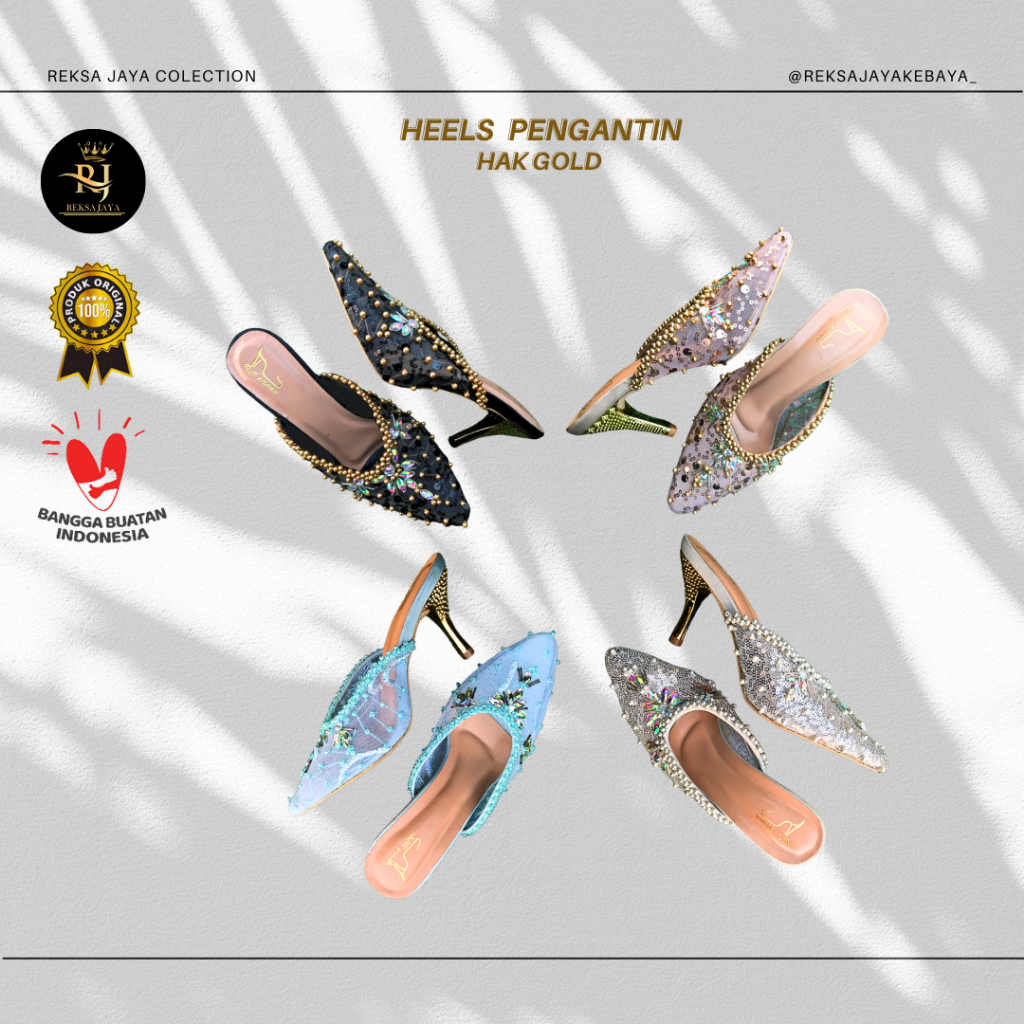 Sandal Heels 7cm Wanita Pesta / Selop Pernikahan  Wedding Premium