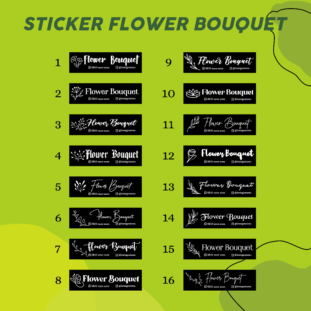 

[UKURAN 1X4] PART 2 STIKER FLOWER BOUQUET / STIKER BUKET BUNGA/ STIKER MEREK BAGIAN A