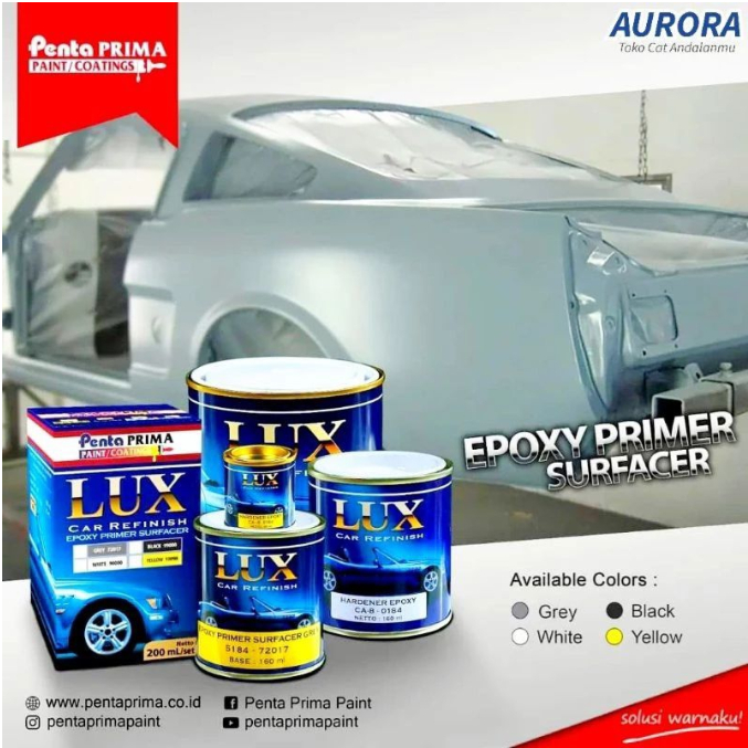 Epoxy Grey Lux Primer Surfacer 200ml 200cc Seperempat | Abu-abu Dasaran Cat Dasar Poxy Poksi
