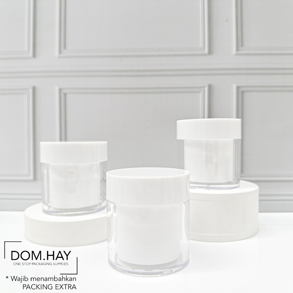 Pot Cream Bulat Dual Wall Plastik Acrylic Double Layer Skin Care Pelembab Moisturizer Serum Botol Kr