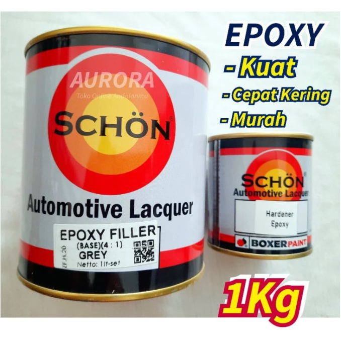 Epoxy Grey Schoon Filler Primer Surfacer 1kg | Abu-abu Dasaran Cat Dasar Poxy Poksi