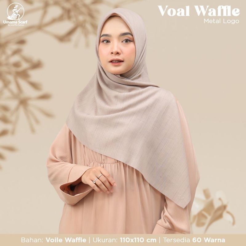Hijab Segi 4 Voal Waffle Metal Logo Merek Umama Scarf