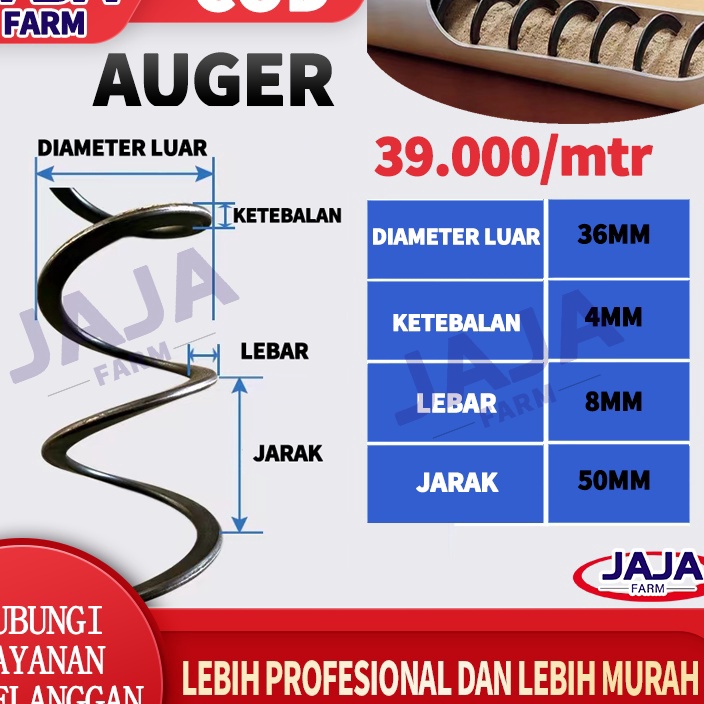 KJRY1942 (C6369]  Auger Spiral - Tempat Pakan Otomatis Ayam Feed Pipe 60m/80m/100m/120m