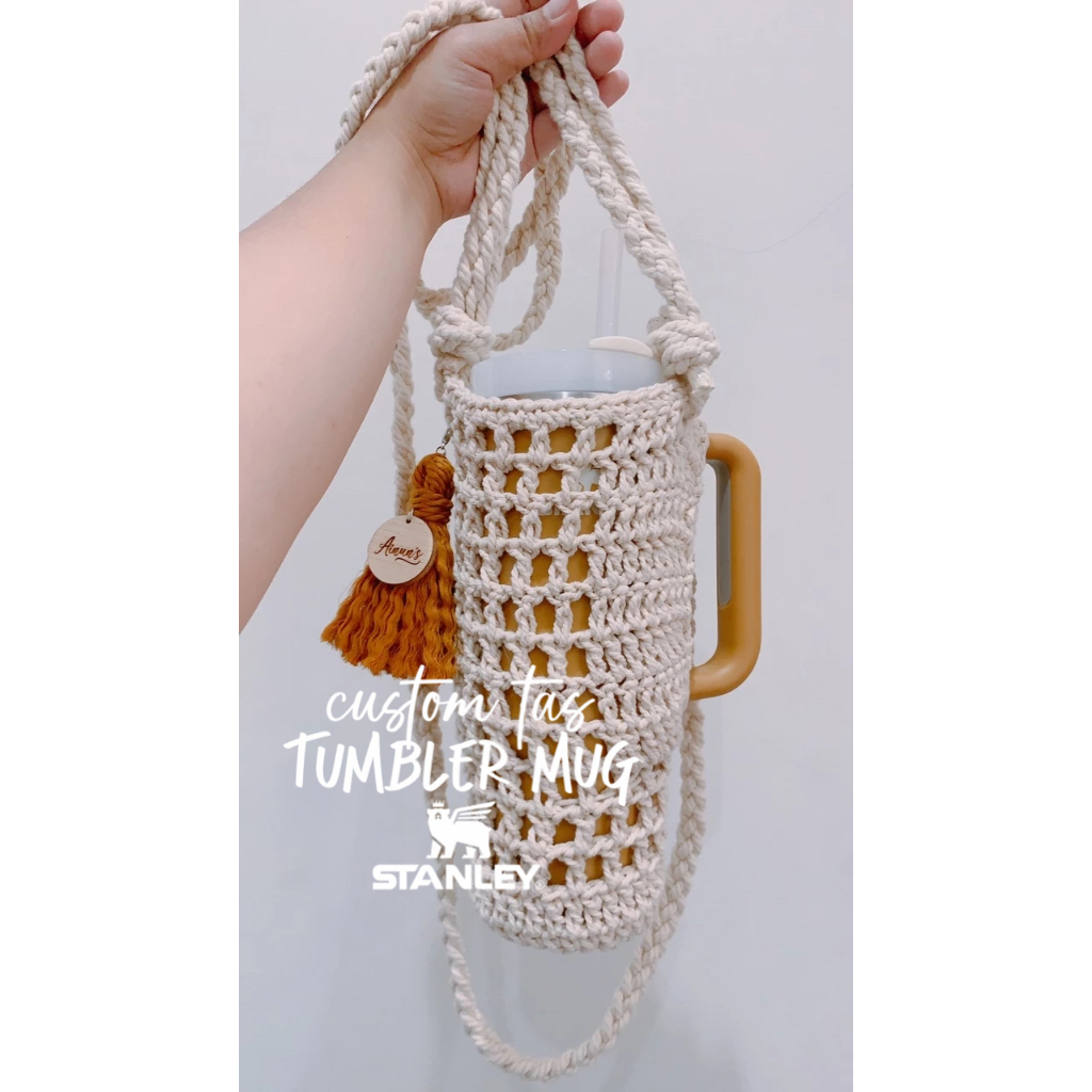 Custom Tumbler Bag Request Size Besar/ Tas Termos/ Tas Tumbler/ Macrame Bag/ Custom Bag/ Custom Tas 