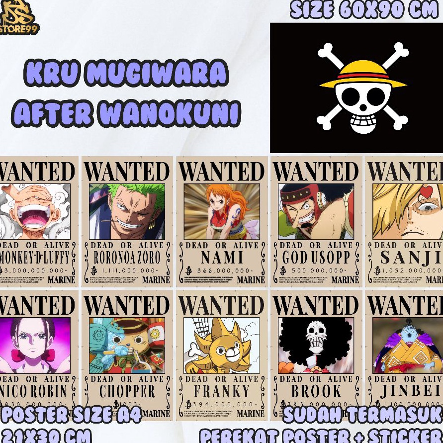 Terlaku.! Paket Bendera + Poster Bounty Kru Mugiwara.