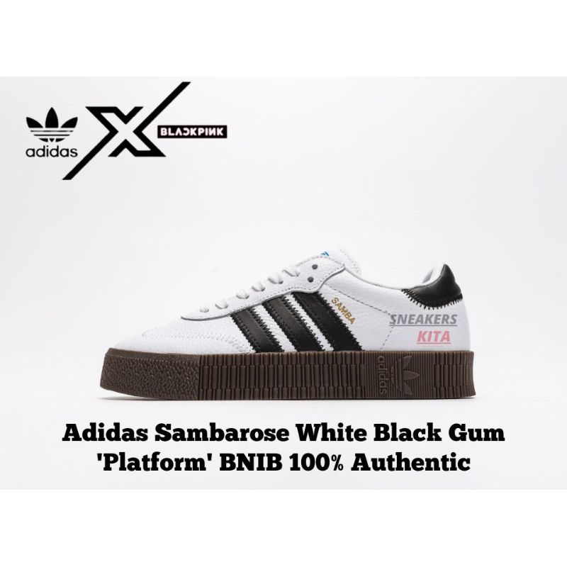 [PLATFORM WEDGES] Sepatu Casual Adidas Sambarose White Black Gum x Black Pink AQ1134 / Adidas Hak Ti