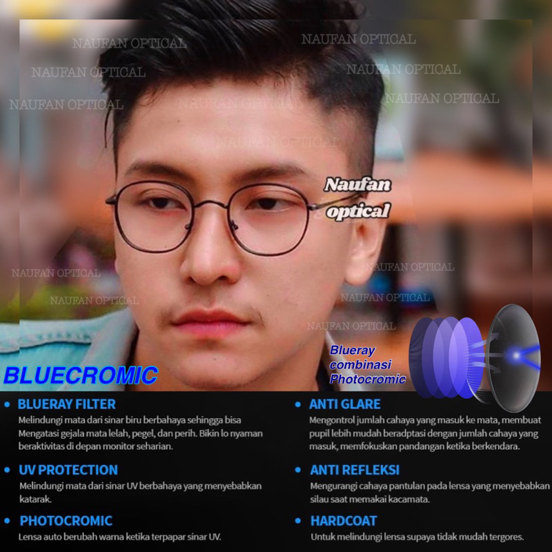 Frame kacamata pria minus Photocromic antiradiasi | kacamata gaming bluecromic anti radiasi Uv norma
