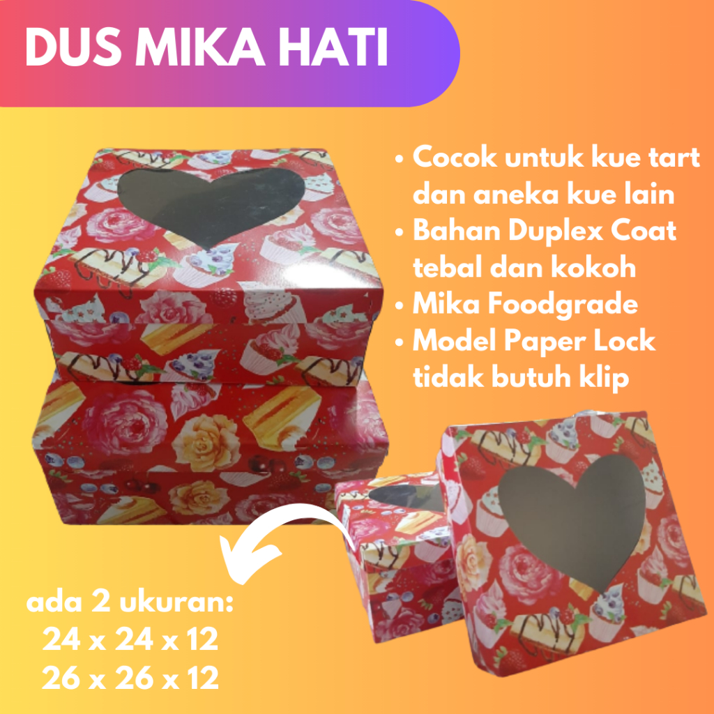 DUS MIKA HATI | DUS KUE TART FULL MOTIF MERAH