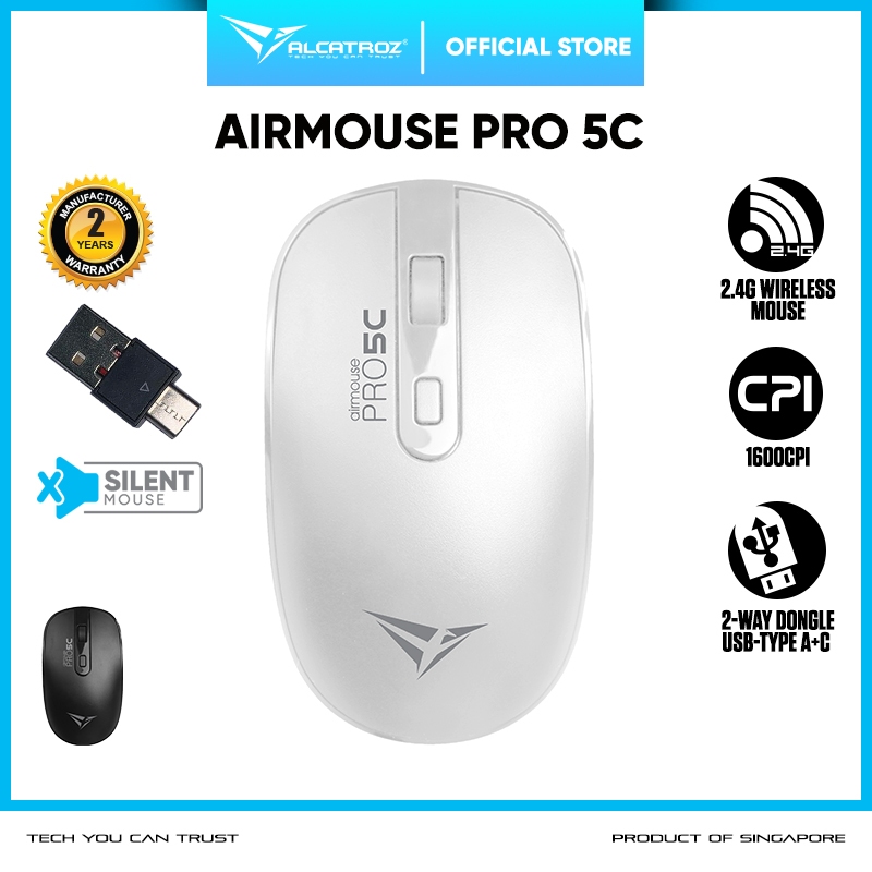 Mouse Wireless Alcatroz AirMouse Pro 5C Silent Click Wireless Mouse | 2.4G Wireless | Type C Connect