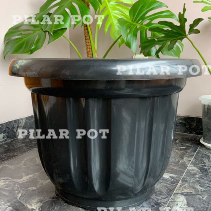 Stok Baru pot bunga tanaman plastik hitam 50cm - besar.